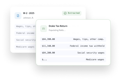 Drake SmartExtract extracting W-2 data into a return