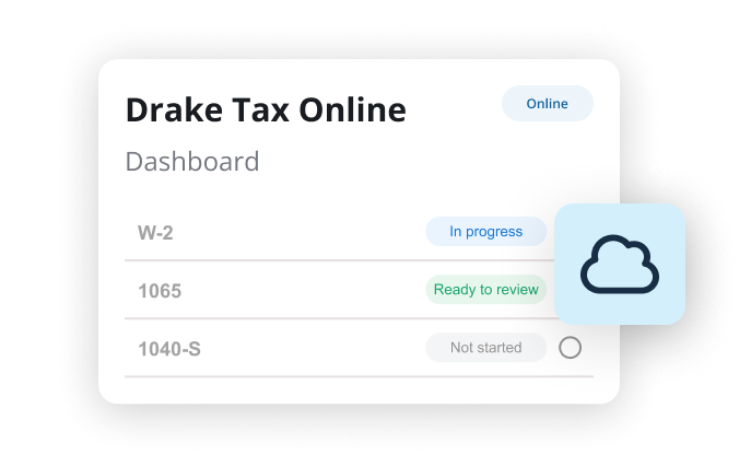 Homepage Drake Tax Online dashboard