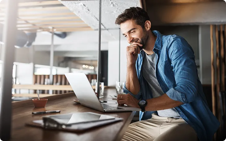 Taxpayer reviewing finances on a laptop