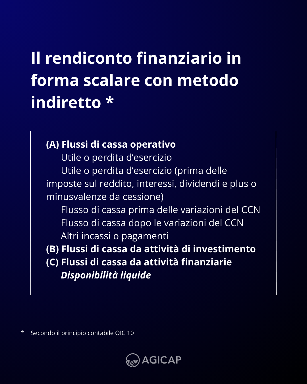 rendiconto finanziario metodo indiretto