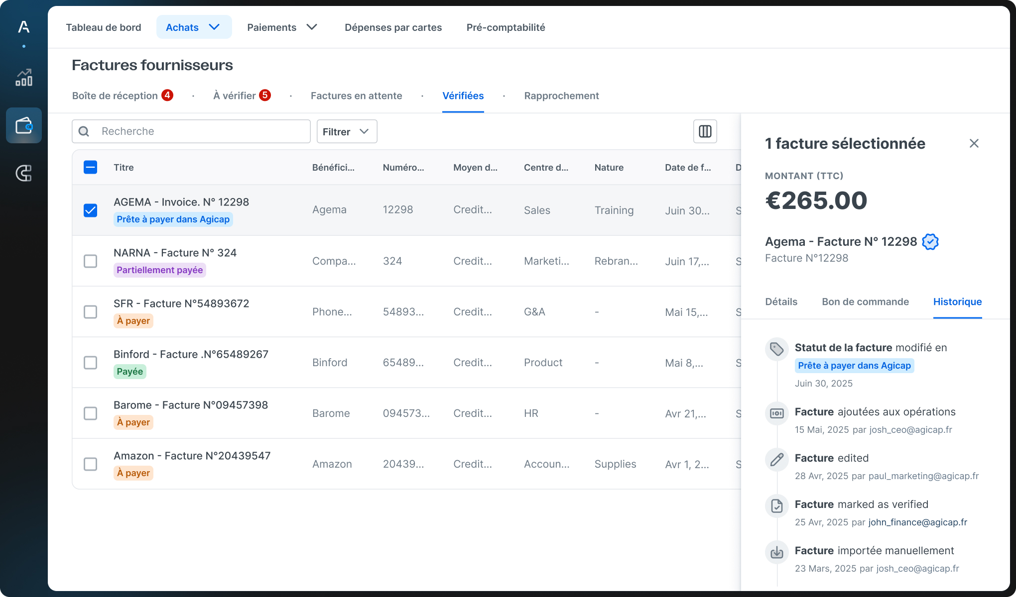 Visual product about supplier invoices
