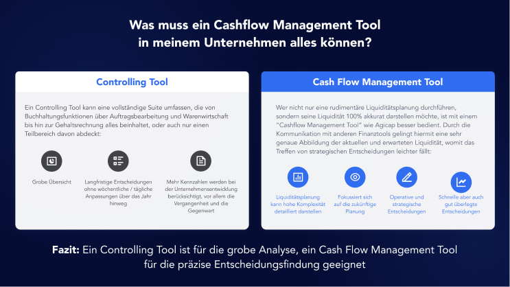 controlling tool vs. cash flow management tool