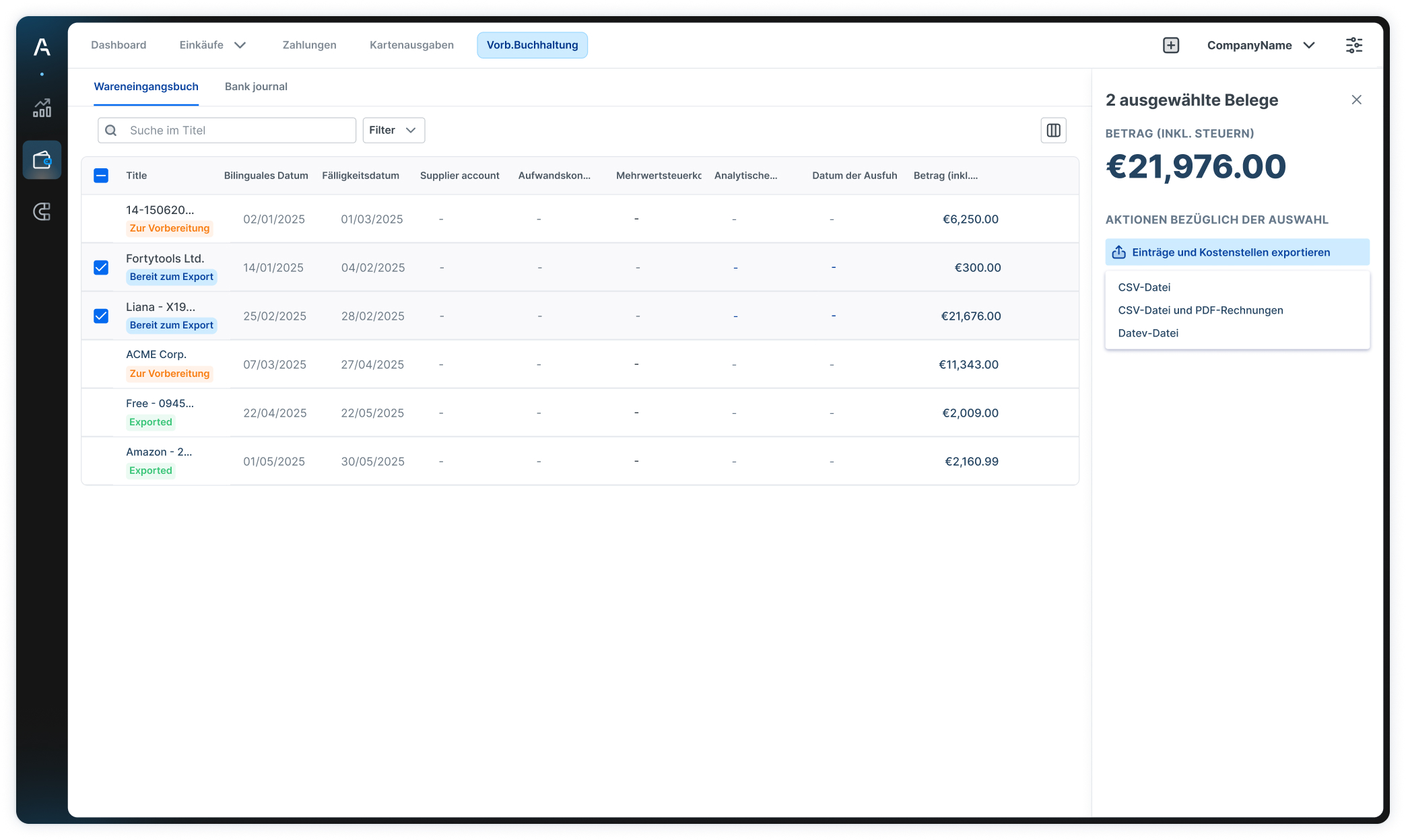 A visual showing Agicap's interface with pre-accounting