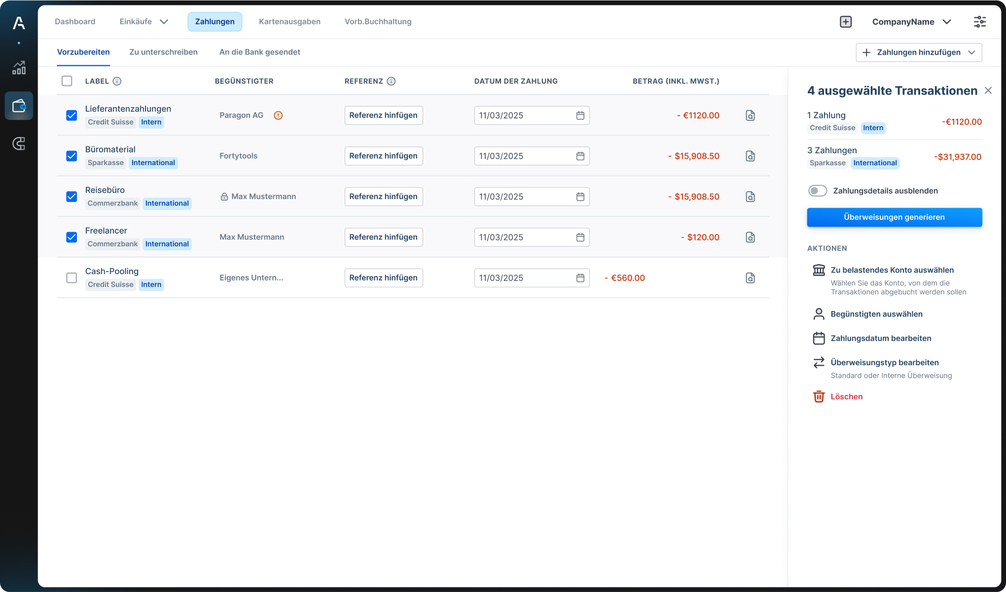 A visual showing Agicap's interface with supplier payments