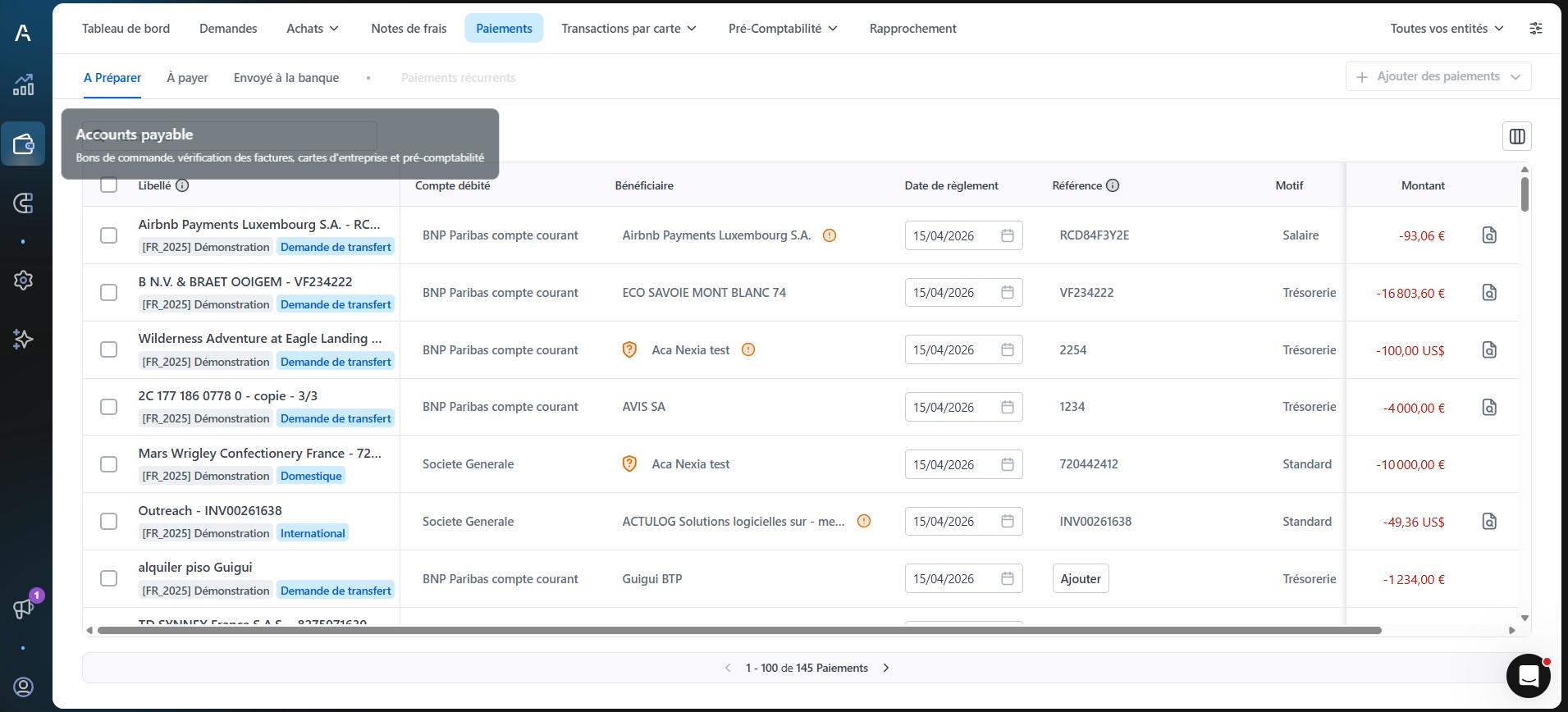 A visual showing Agicap's interface with supplier payments