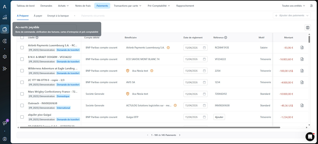 A visual showing Agicap's interface with supplier payments