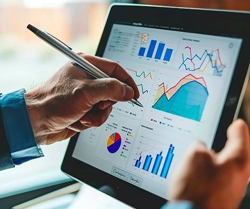 Photo d'un écran affichant l'interface d'un logiciel de gestion de la dette, avec des tableaux et des graphiques financiers