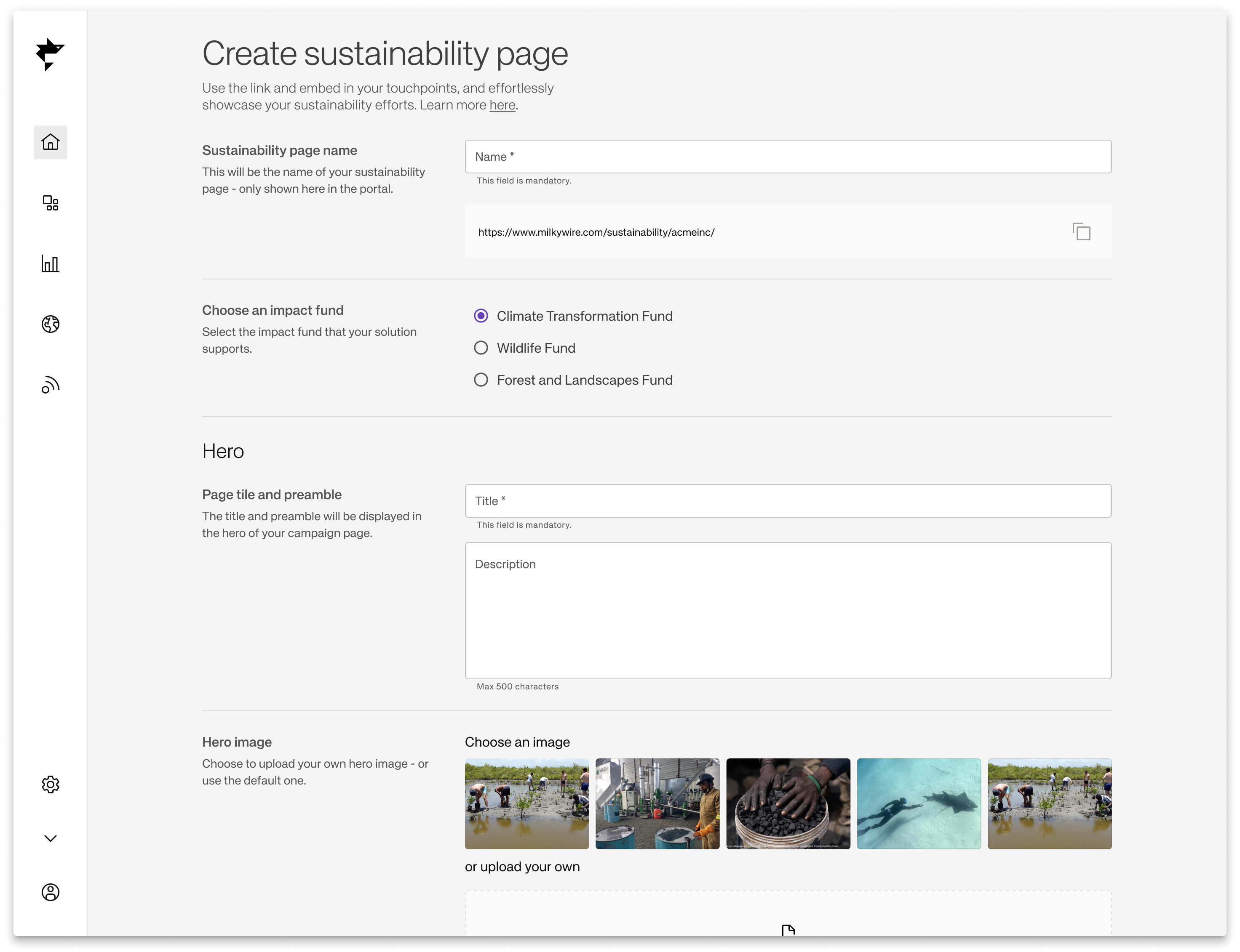 Create Sustainability page