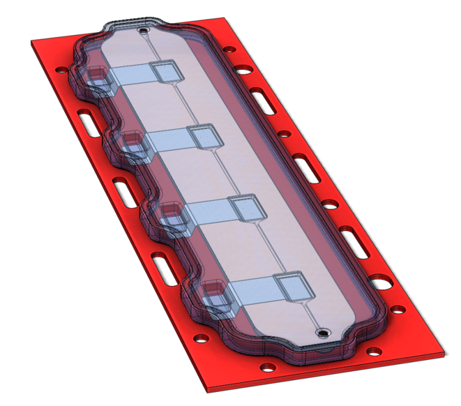 I designed a laminate microfluidic assembly over a custom PCB to fill and isolate micro-fluid wells against an ISFET electrode