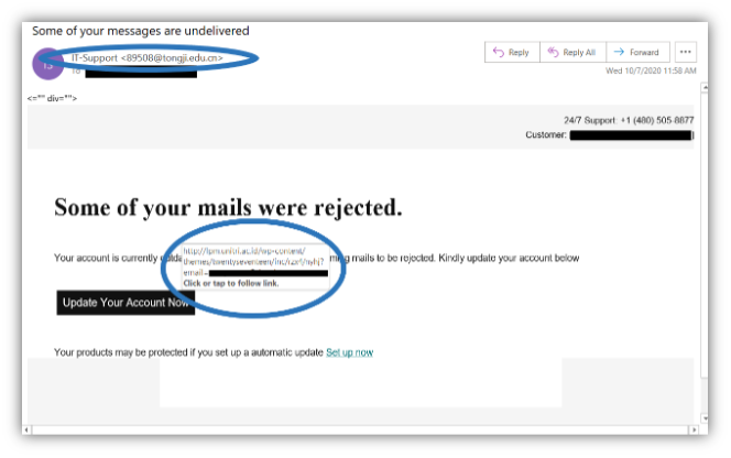 An example of a phishing email