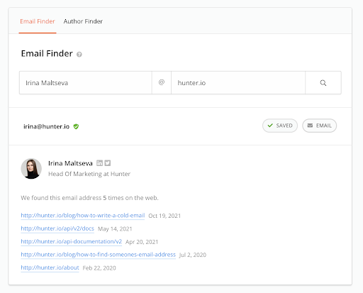 Email finder Hunter