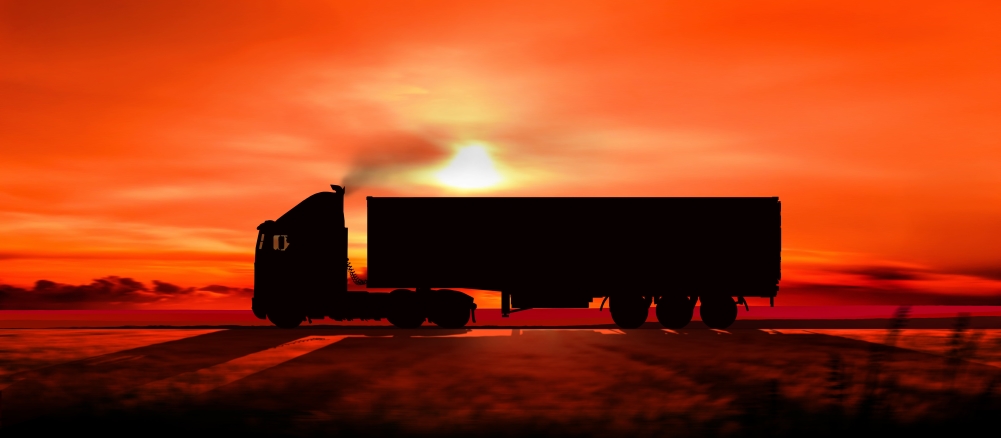 Trucking in sunset