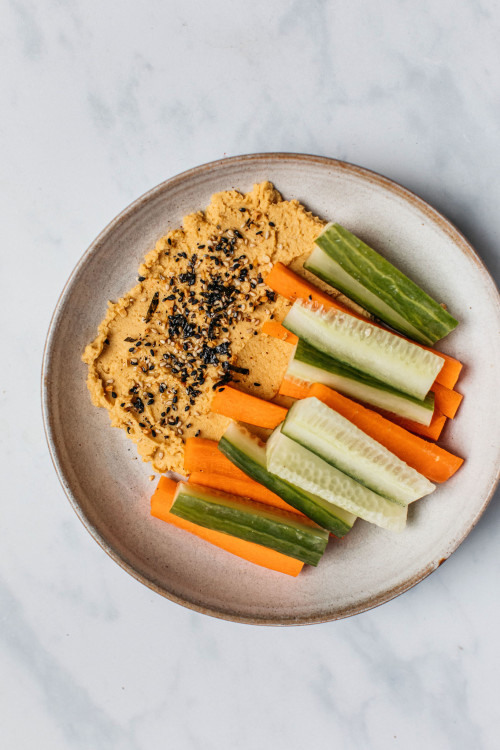 Curried Sweet Potato Hummus With Carrots & Cucumbers