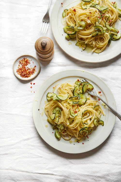 Slow-Cooked Courgette, Olive Oil and Chilli Linguine