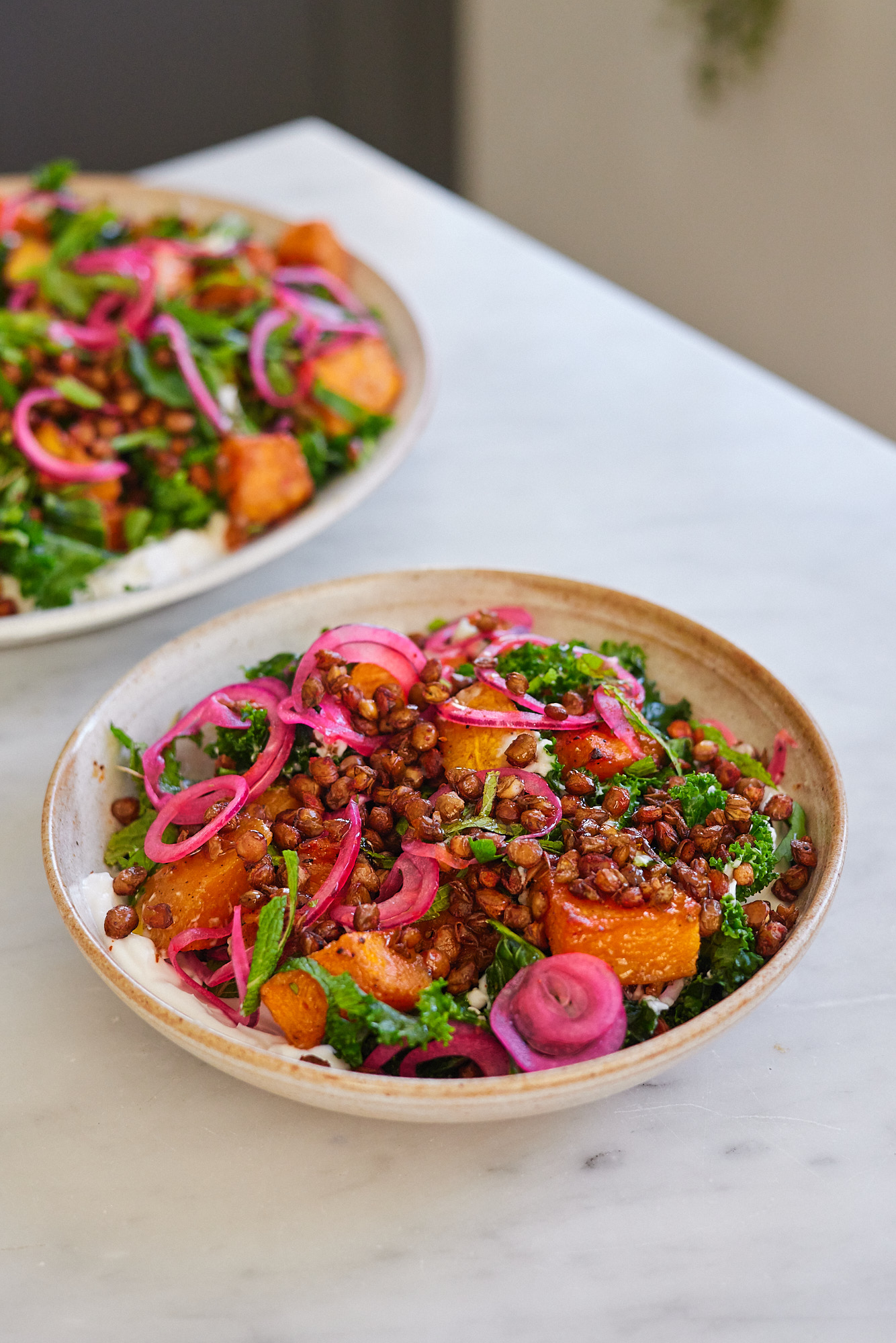 Crispy Lentil, Squash & Yoghurt Salad