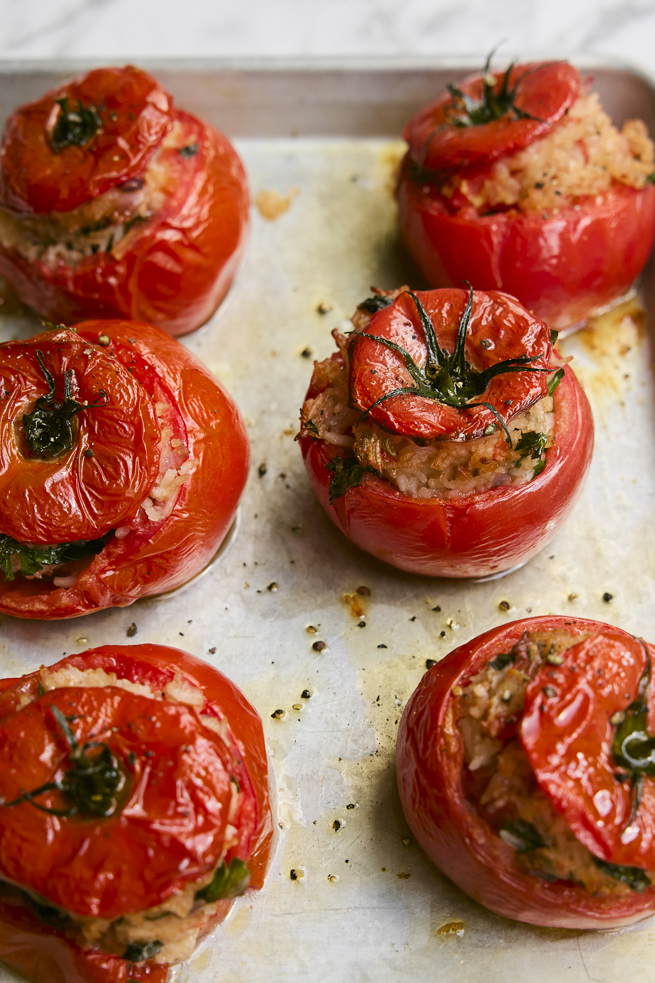 Greek-Style Baked Tomatoes with Rice & Herbs