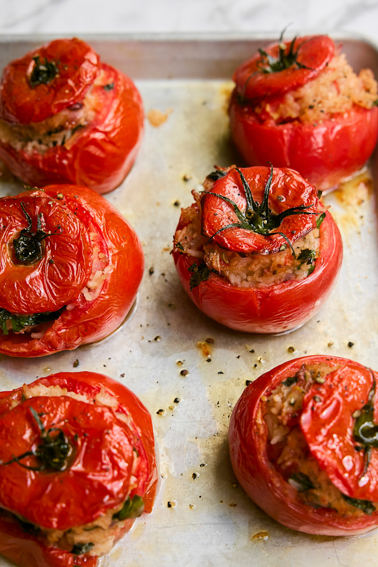 Greek-Style Baked Tomatoes with Rice & Herbs