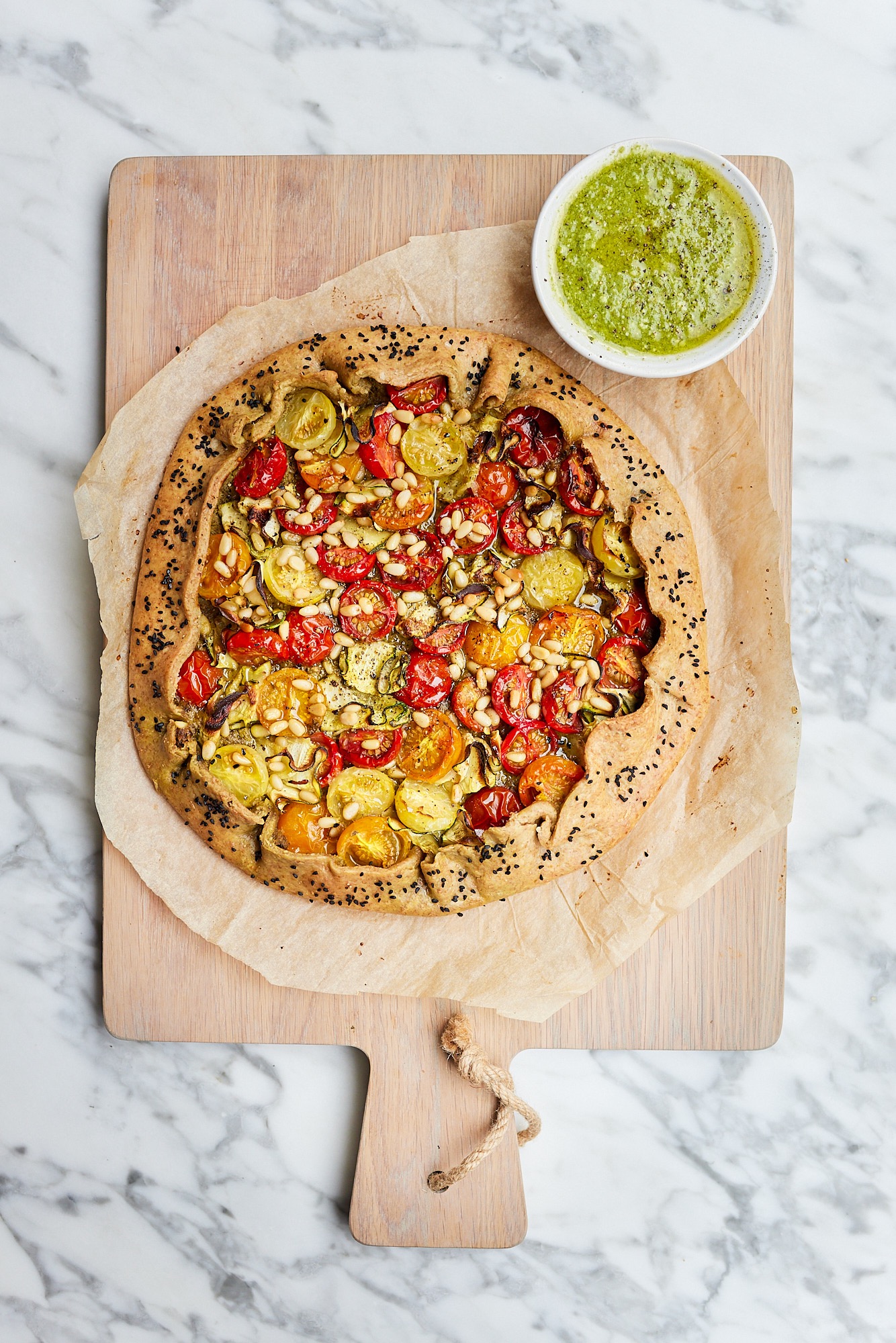 Tomato, Courgette & Pesto Galette Deliciously Ella