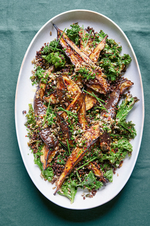 Sticky Miso Aubergines With Crunchy Seeds