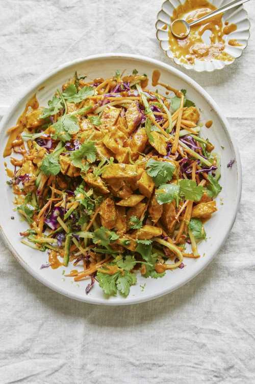 Spicy Tofu Bowl With Crunchy Slaw