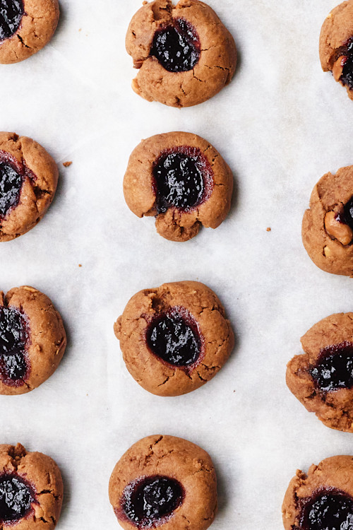 Peanut Butter & Jam Thumbprint Cookies