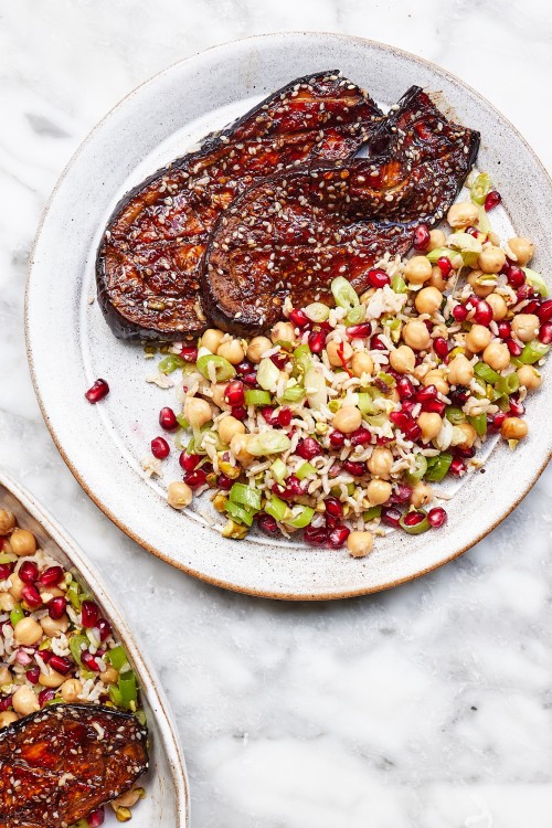 Miso Aubergine Steaks With Jewelled Rice