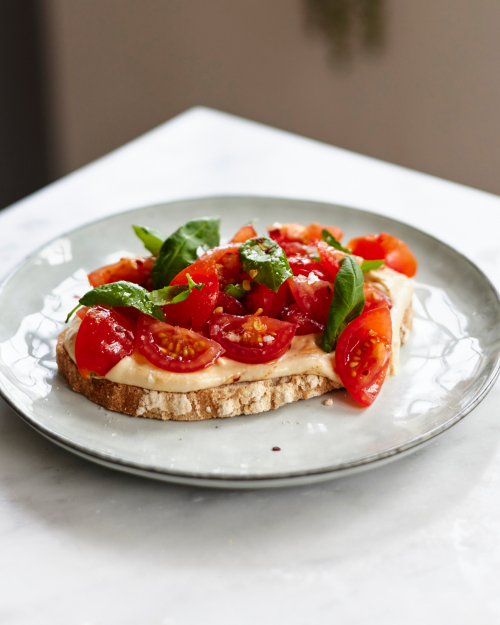 Tomato, Basil & Hummus Tartine