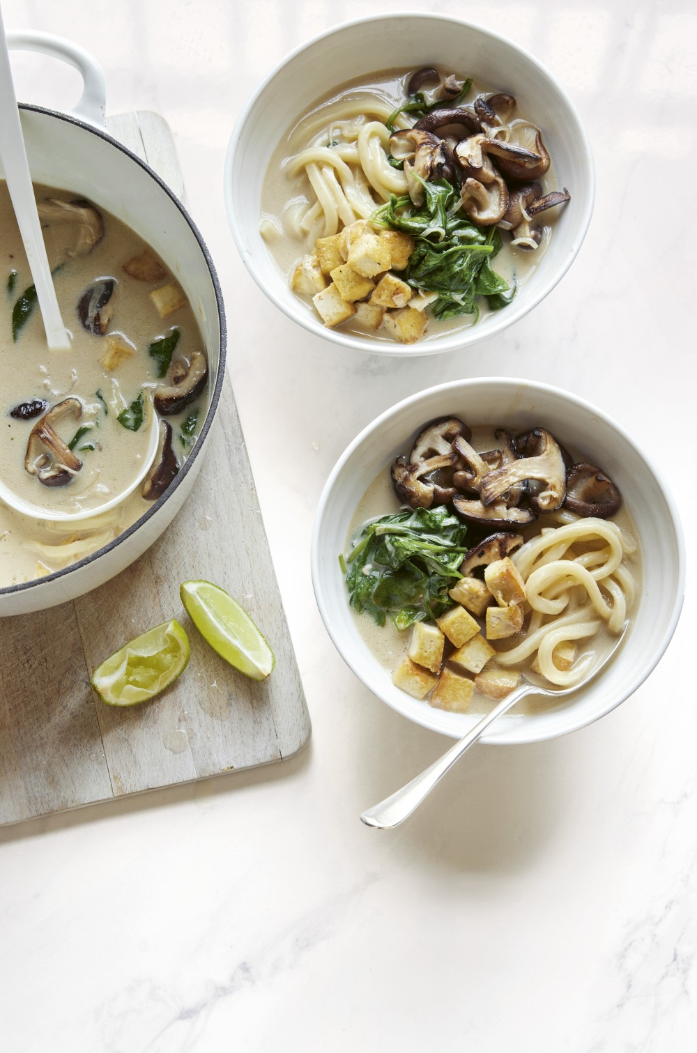 Comforting Udon Noodle Bowls with Mushroom and Coconut