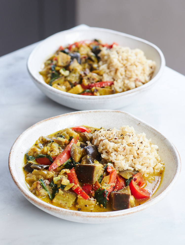 Aubergine, Red Pepper & Spinach Curry