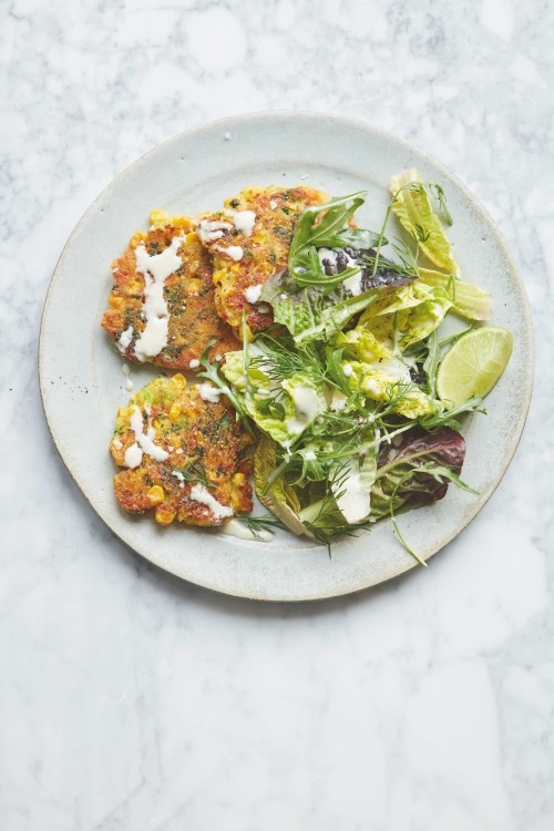 Corn, Polenta & Spring Onion Fritters