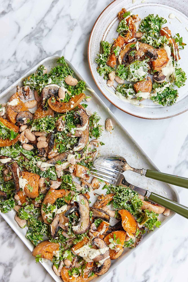 Creamy Mushroom & Butter Bean Traybake