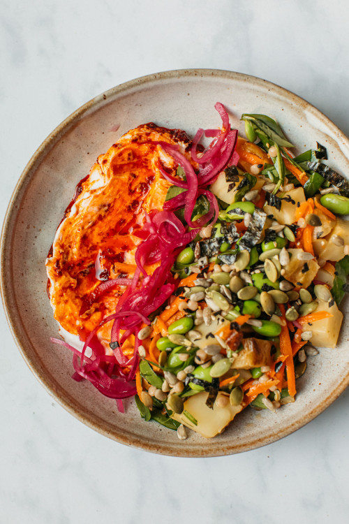 Roasted Celeriac Salad With Harissa Yoghurt