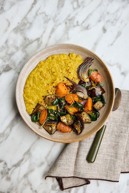 Easy Dal & Ginger Roasted Vegetables