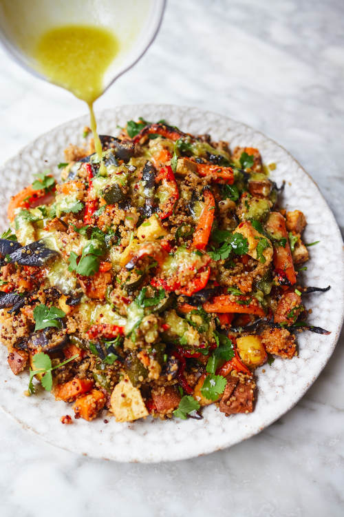 Roasted Veg & Tofu Bowl With Wasabi Dressing