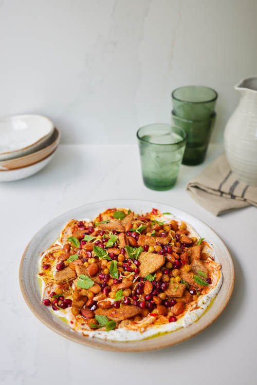 Pomegranate, Toasted Pitta & Chickpea Salad