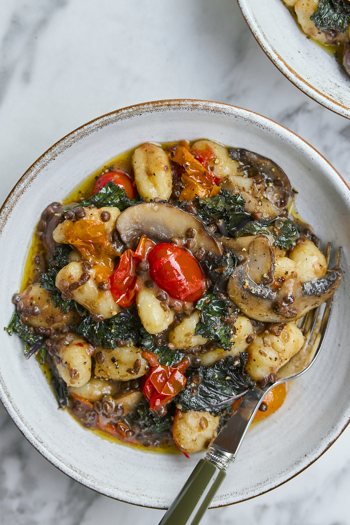 Creamy Mushroom, Kale & Lentil Gnocchi