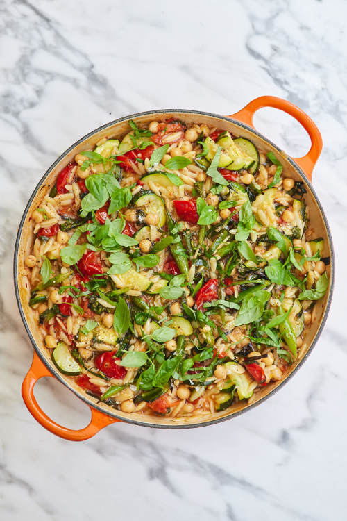 One-Pan Tomato & Chickpea Orzo