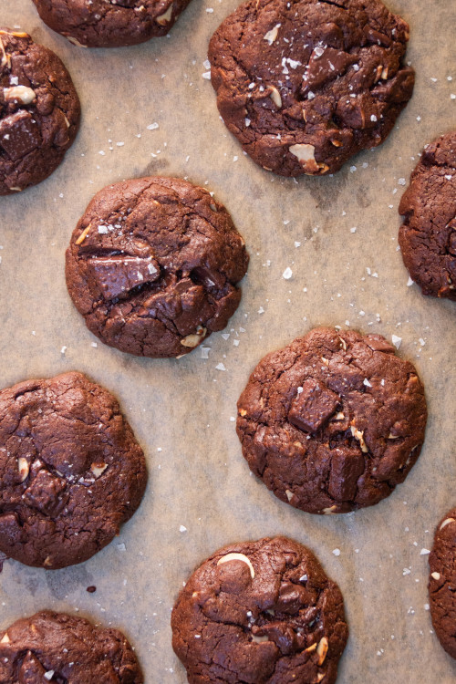 Double Chocolate, Almond & Sea Salt Cookies 