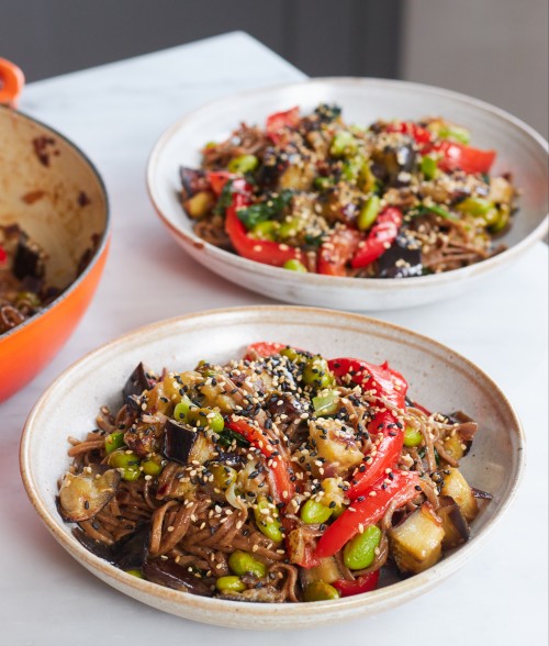 Aubergine & Edamame Noodles