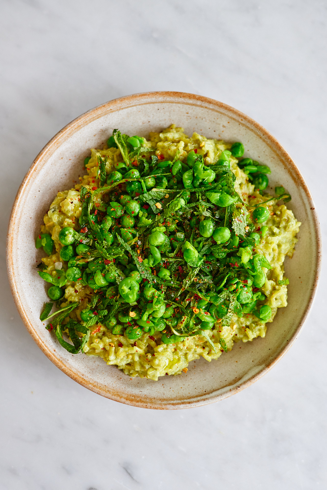 Brown Rice Risotto With Smashed Minty Peas - Deliciously Ella