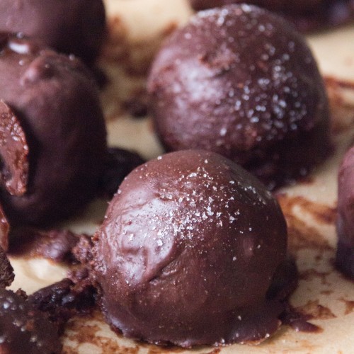 Chocolate Coated Salted Cacao Energy Balls