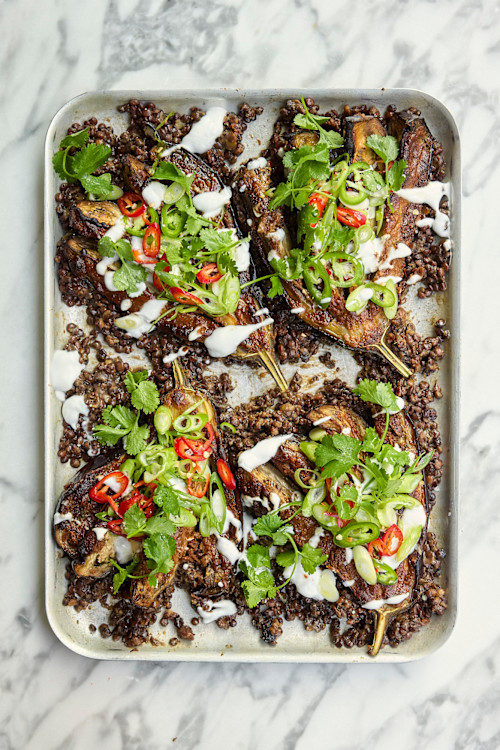 Peanutty Aubergine & Lentil Traybake 