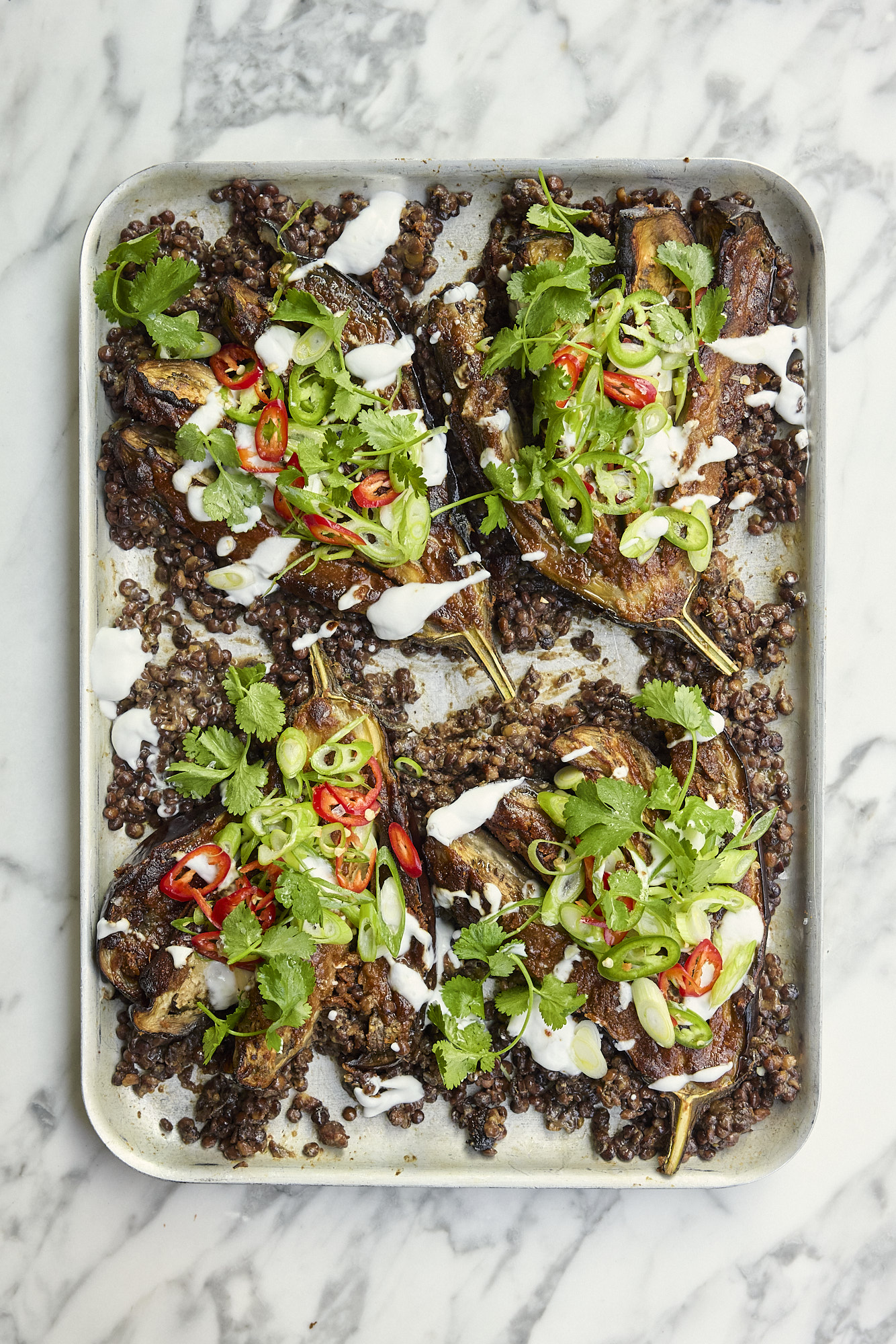 Peanutty Aubergine & Lentil Traybake 