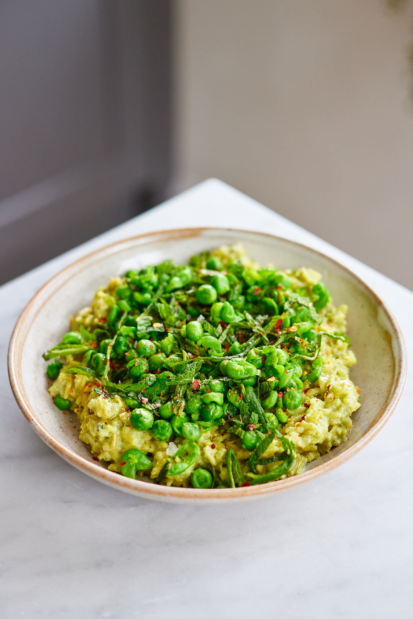 Brown Rice Risotto With Smashed Minty Peas Deliciously Ella