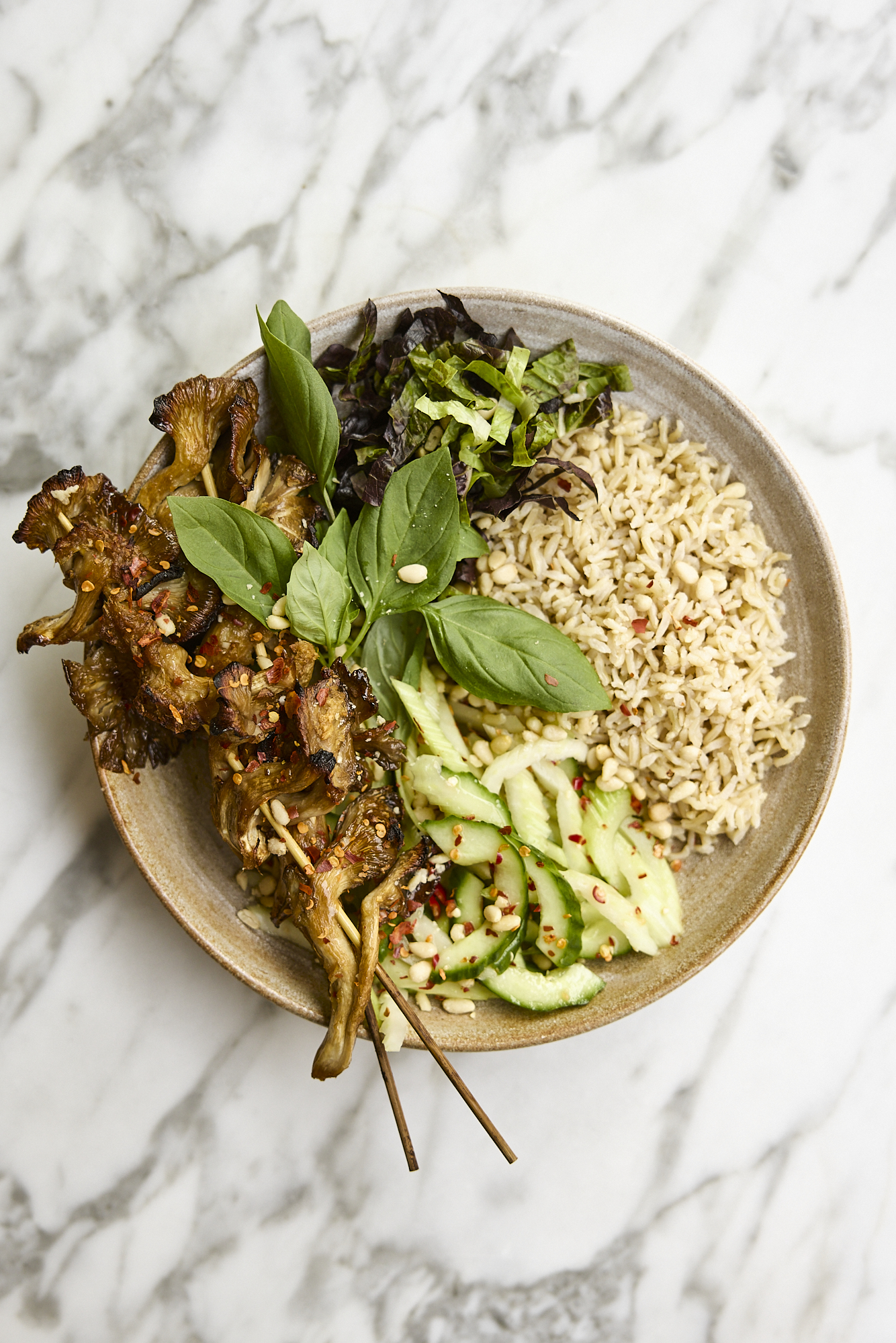 Crispy Tamari Mushroom Skewers
