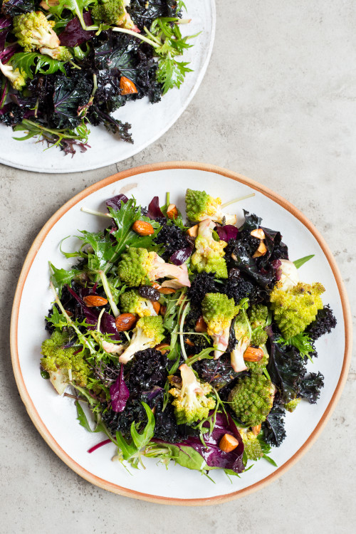 Romanesco Broccoli & Kale Salad With Ruby Red Dressing