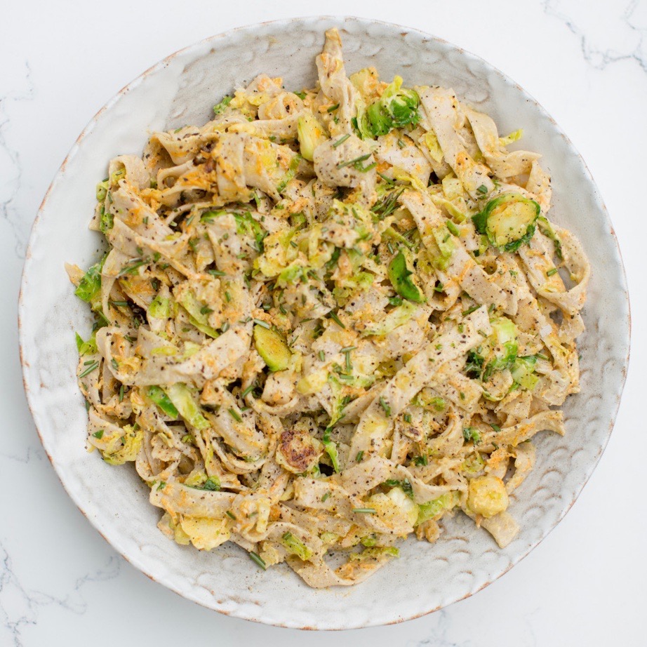 Carrot & Brussels Sprout Pasta - Deliciously Ella