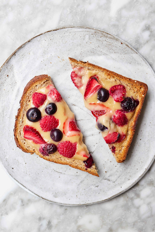 Coconut Custard & Berries Toast