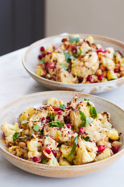 Roasted Cauliflower Salad With Tahini Dressing