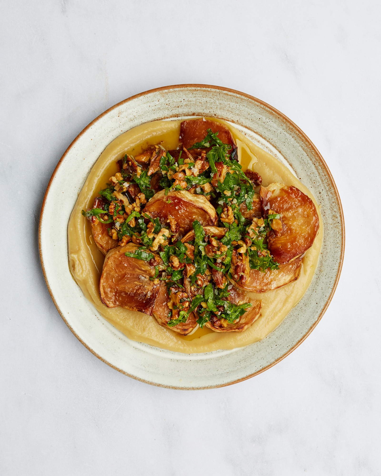 Roasted Celeriac With Apple Sauce & Walnut Gremolata Deliciously Ella